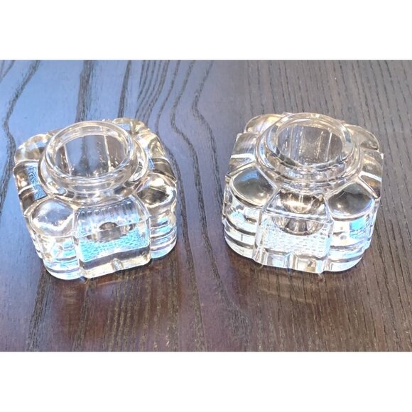 Antique British Art Deco Crystal Inkwell Set Of 2 - Picture 6 of 13